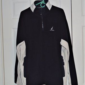 Nautica XL Blue/White Fleece Shirt 1/4 Zipper